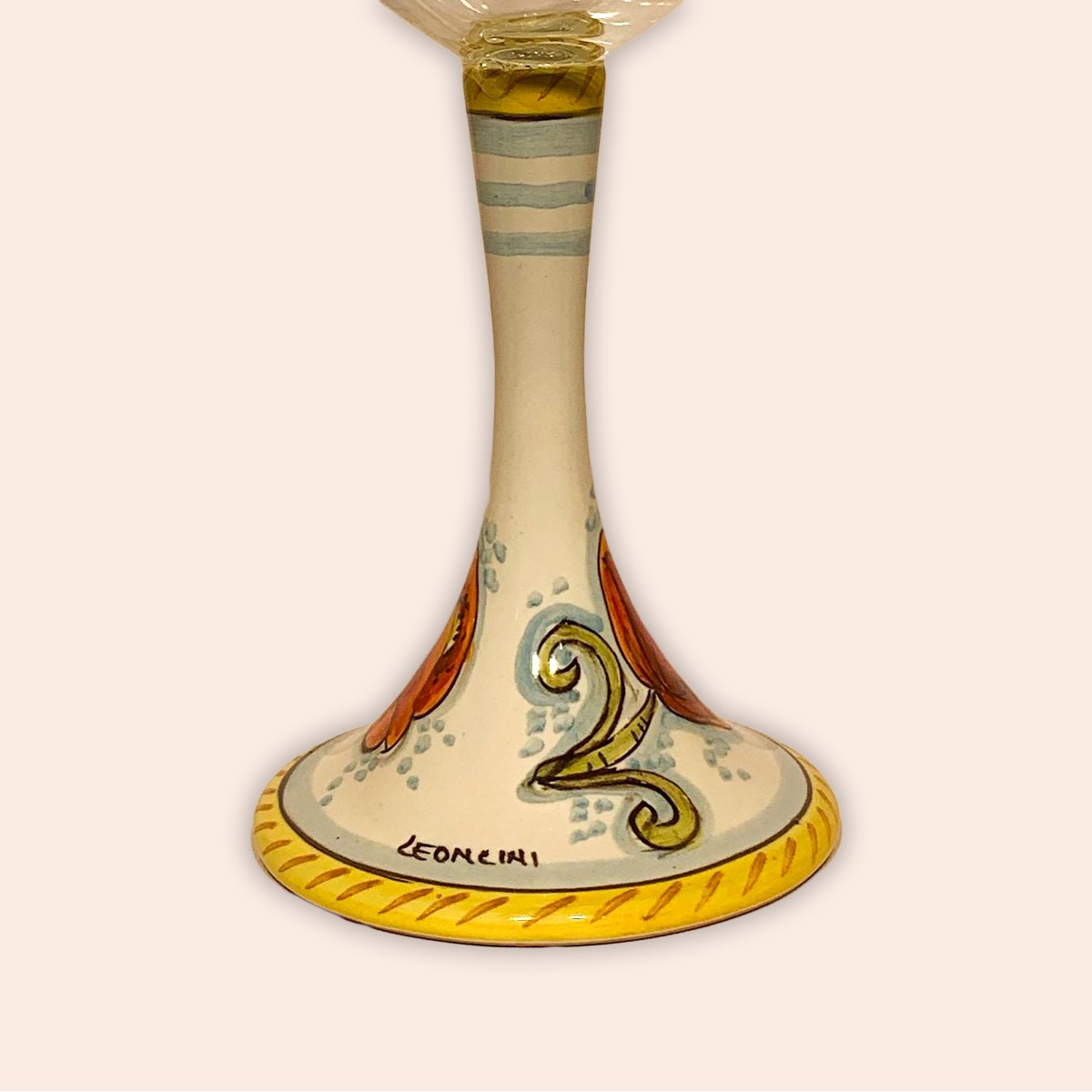 ELEGANT LEAD-FREE  CRYSTAL GLASS WITH CERAMIC STEM:  POPPY DESIGN cm.23h
